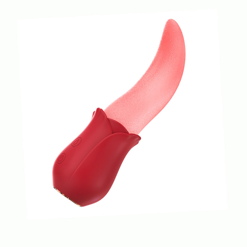 Super Soft Realistic Tongue Licker with Rose Vibrating Base S5