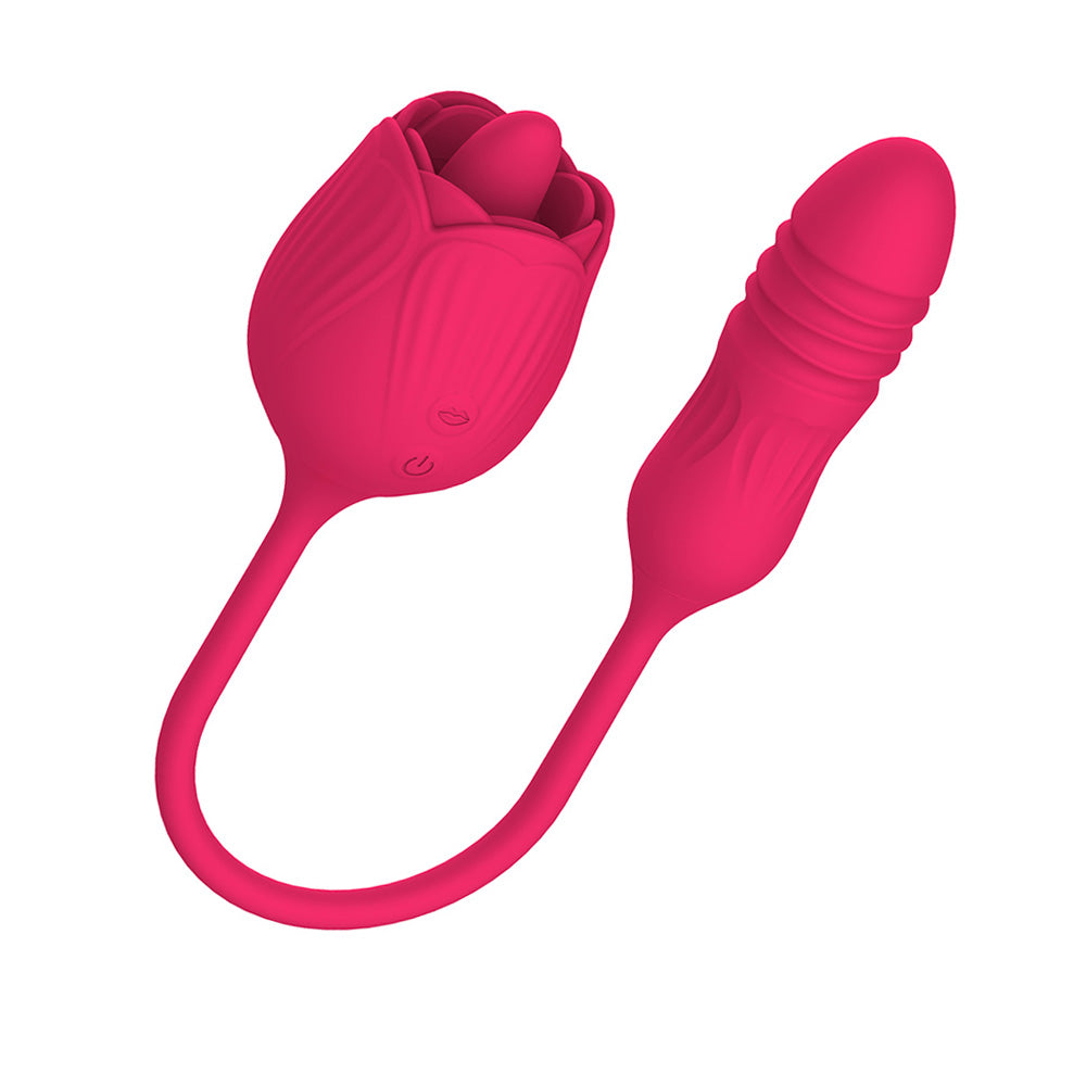 Rose Tongue Licking Vibrator with G Spot Thrusting Bullet Vibrator S1