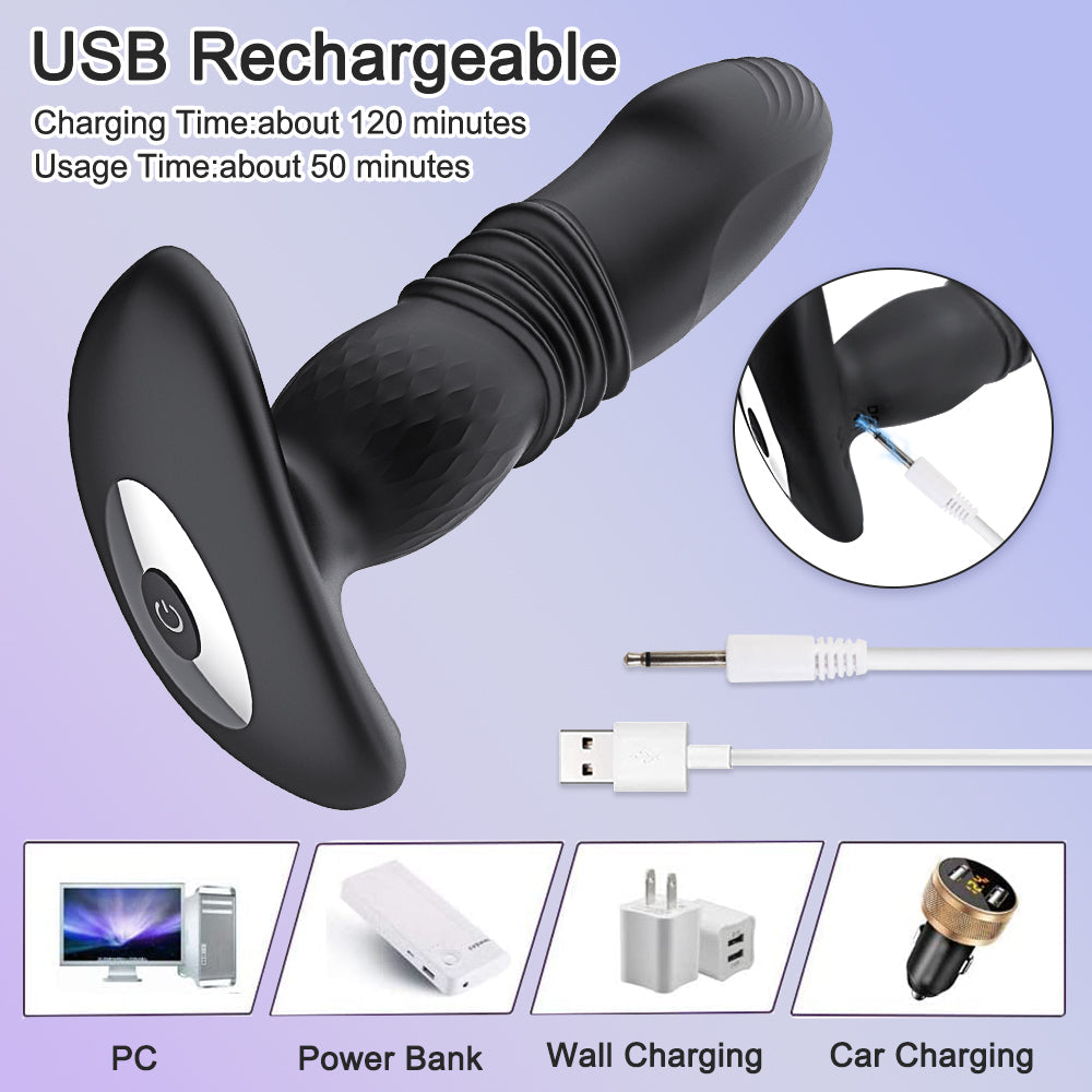 Prostate Thrusting Vibration Butt Plug with Remote Control A1 