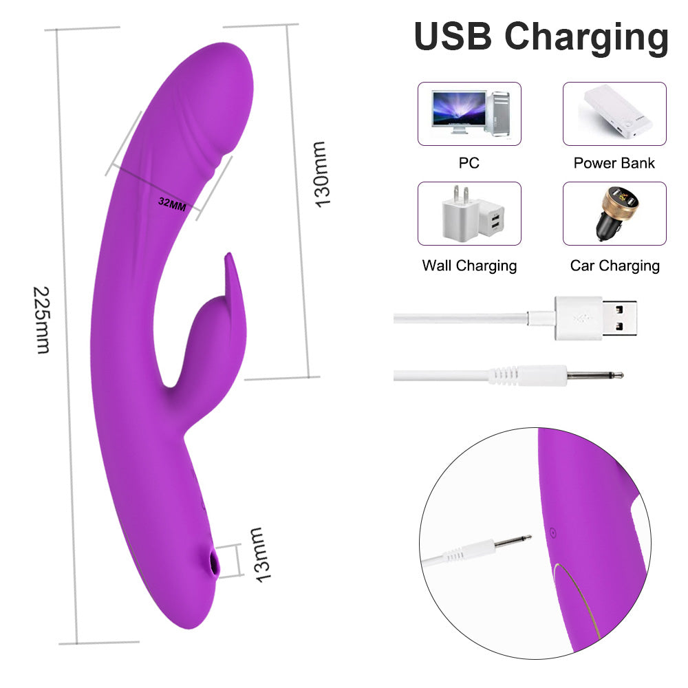 Rabbit Vibrator with Clit Sucker On the End V9