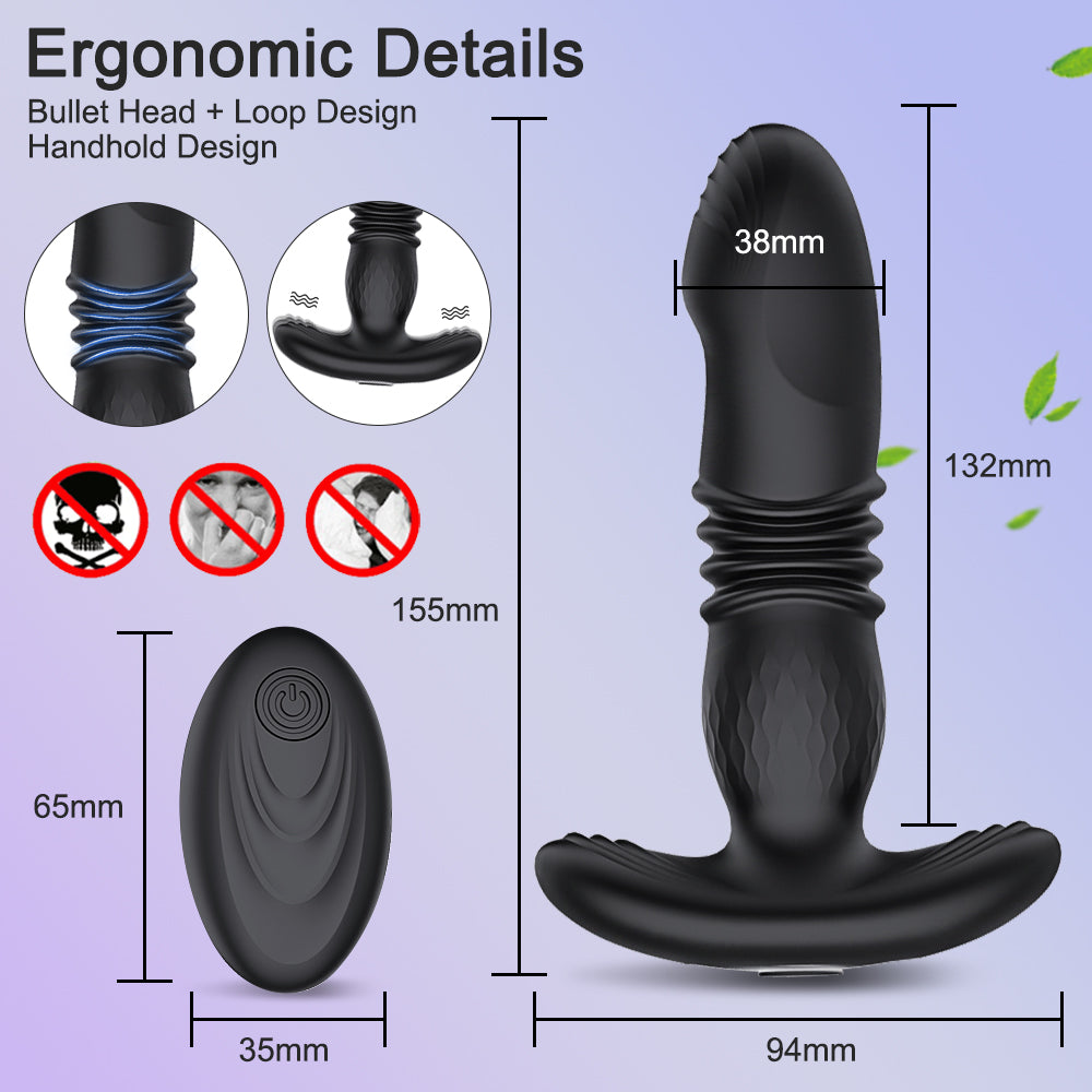 Prostate Thrusting Vibration Butt Plug with Remote Control A1 