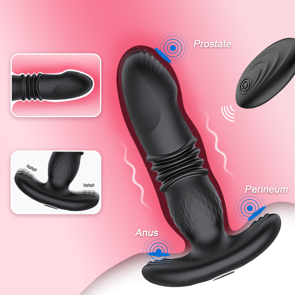 Prostate Thrusting Vibration Butt Plug with Remote Control A1 