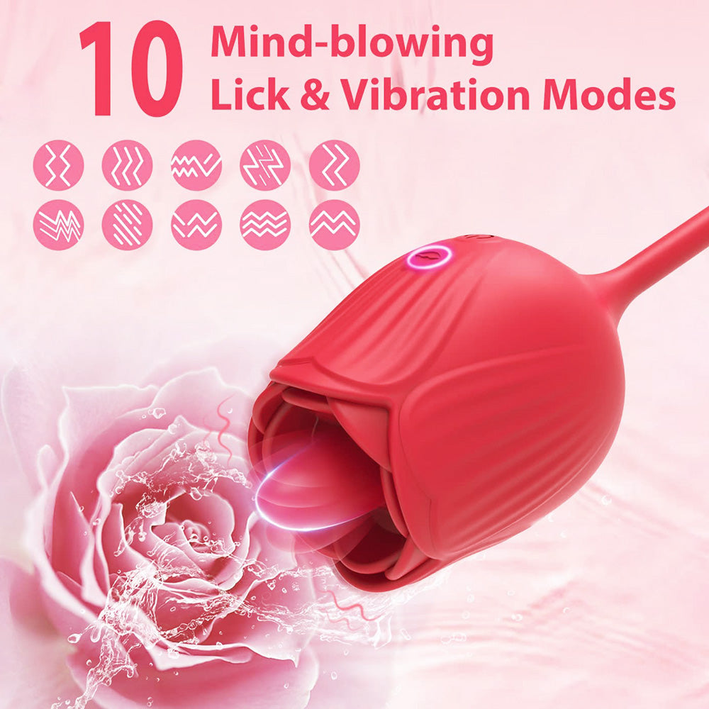 Rose Tongue Licking Vibrator with G Spot Thrusting Bullet Vibrator S1