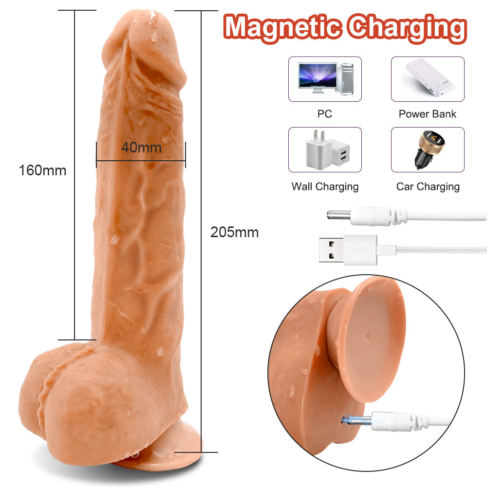 Thrusting and Vibrating Dildo 7 Frequencies with Suction Stand F3