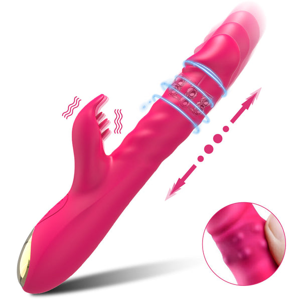 Three Pieces Of Tongue Turning Ball Telescopic Stick Rabbit Vibrator