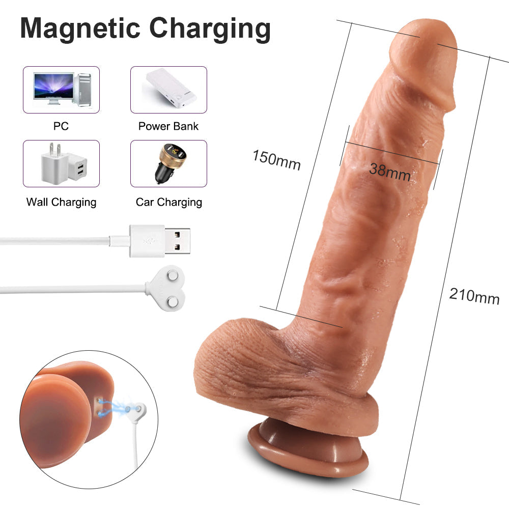 Rotating & Thrusting & Vibrating & Heating Dildo with Suction Stand F4