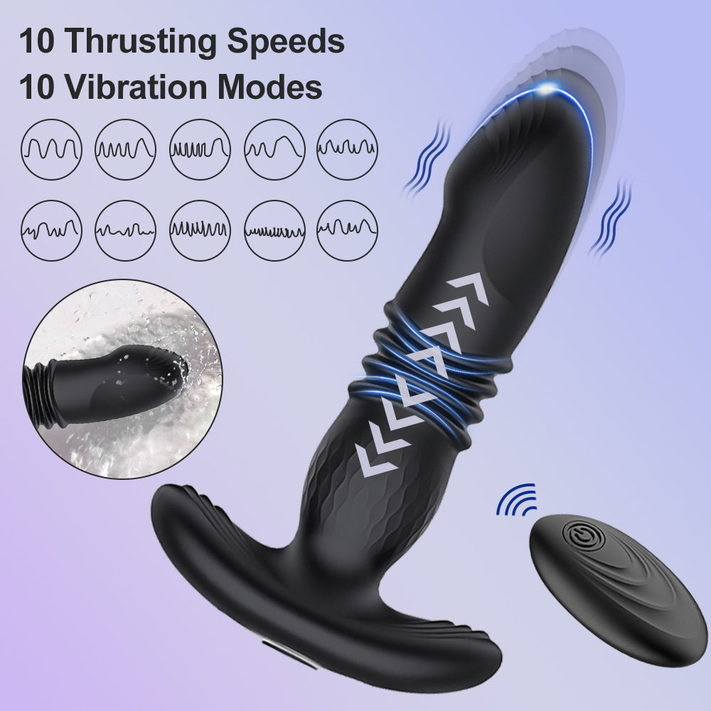 Prostate Thrusting Vibration Butt Plug with Remote Control A1 