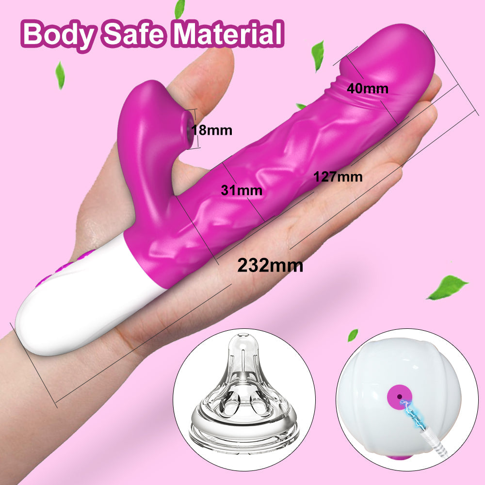 G Spot Thrusting Vibrator with Clit Stimulation Sucker V5