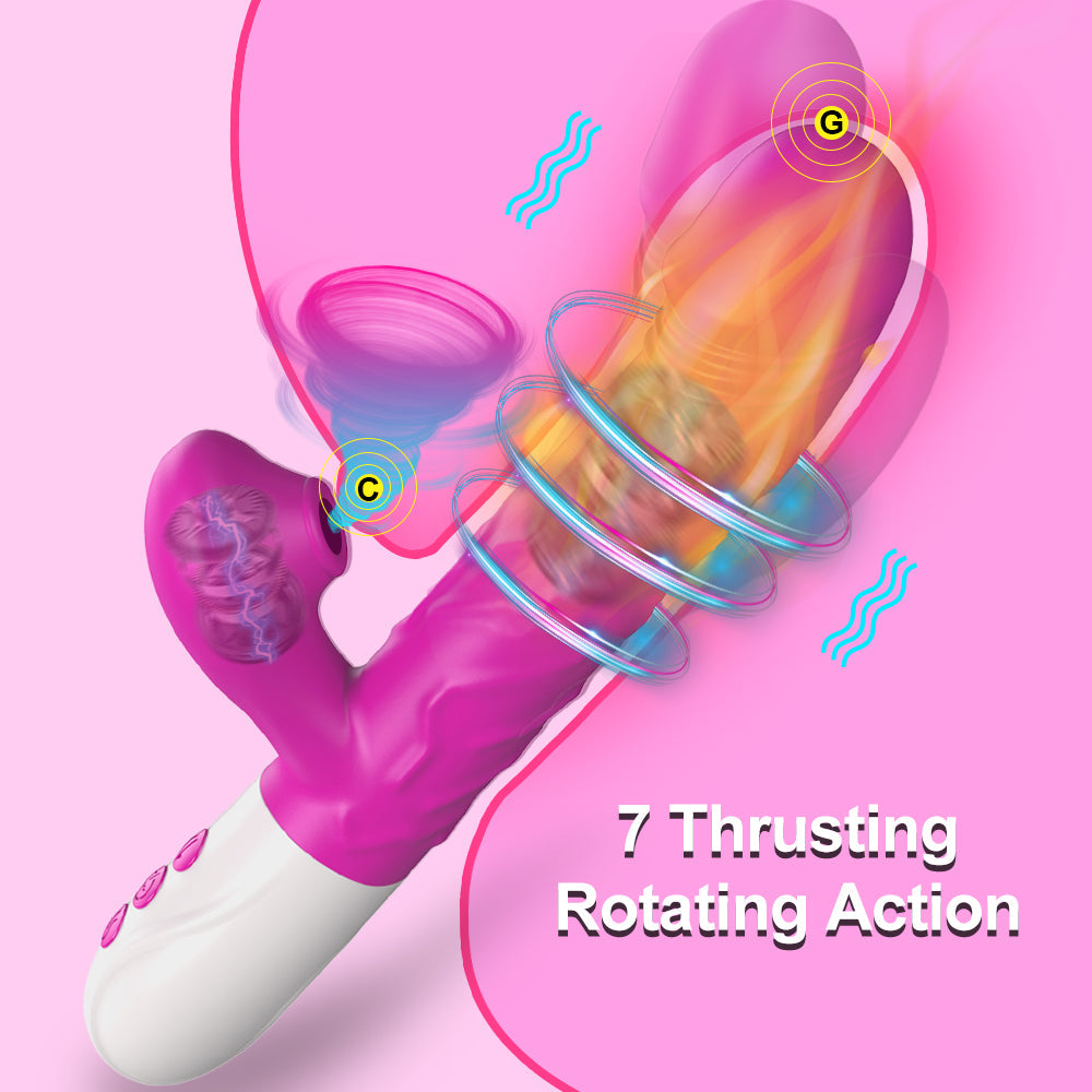 G Spot Thrusting Vibrator with Clit Stimulation Sucker V5