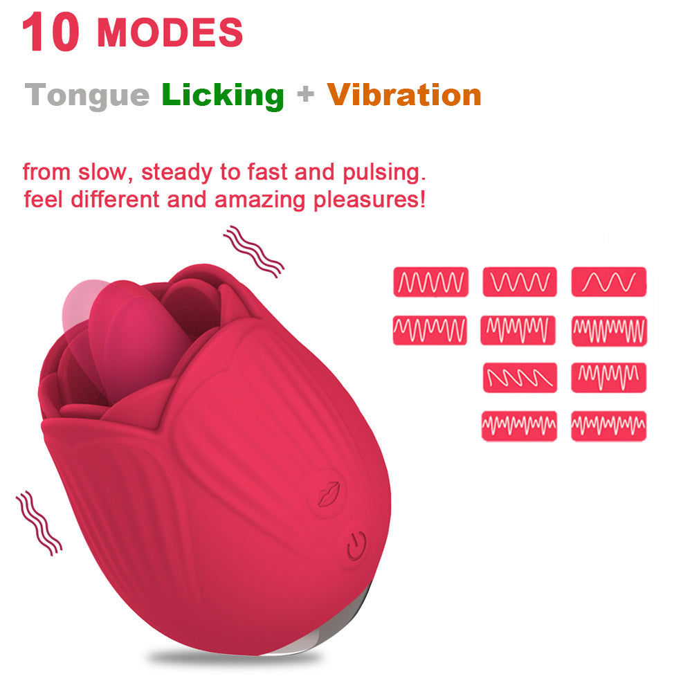 Rose Flower Tongue Licking and Vibration Clit Vibrator S2