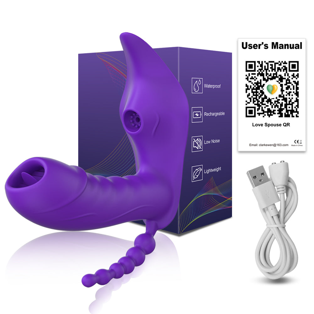 Wearable App Controlled Vibrator with Clit Sucker & Anal Beads - W1