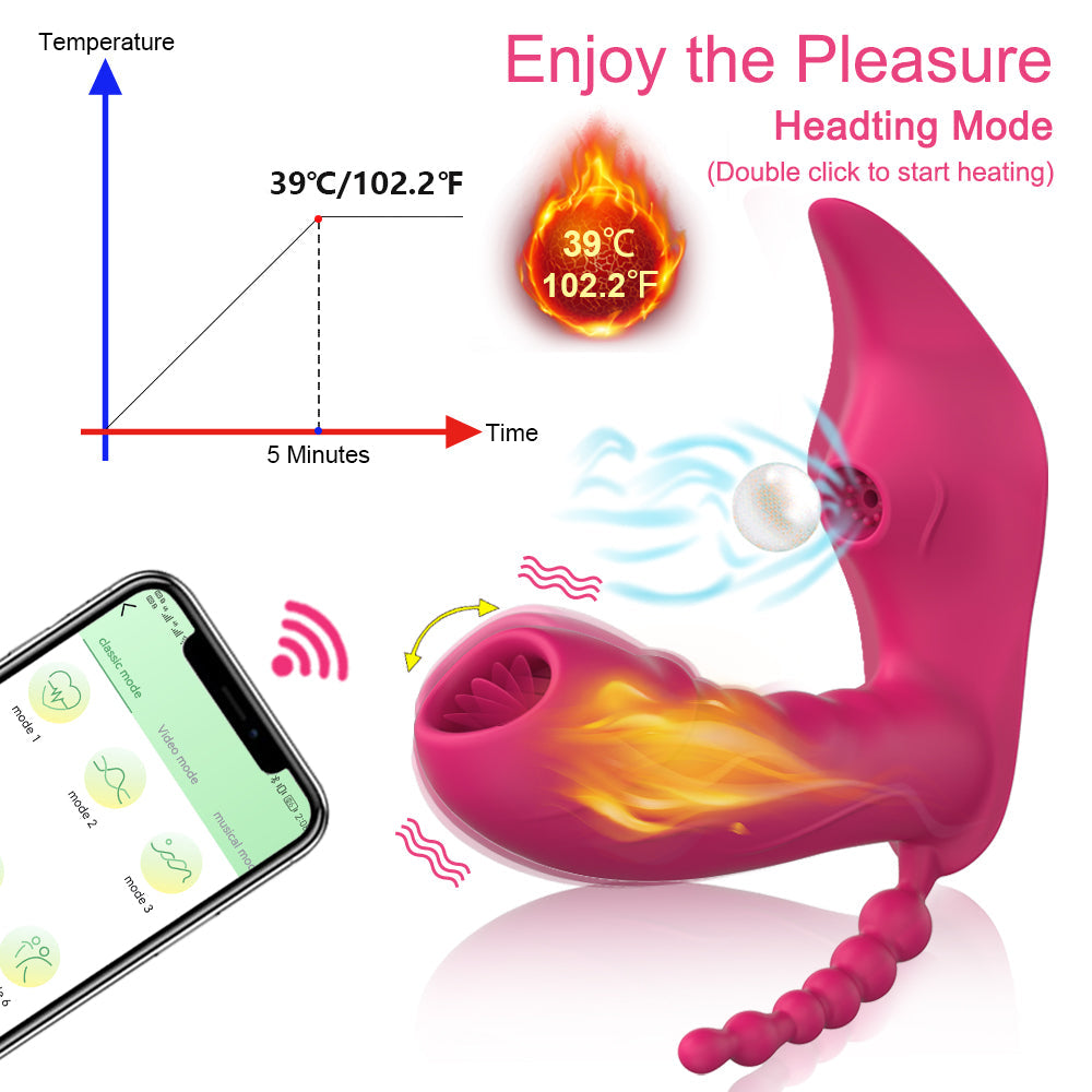 Wearable App Controlled Vibrator with Clit Sucker & Anal Beads - W1